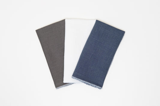 Linen Hanky Set - Blue & Grey